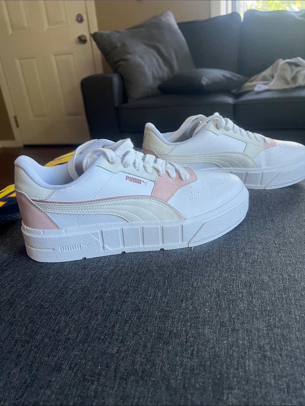 Puma Women's White Sneakers with Light Pink Accents